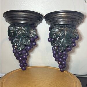 Wall Sconces Grape Vine Shelf Decor Purple‎ Grapes Wine Cellar Kitchen Tuscany